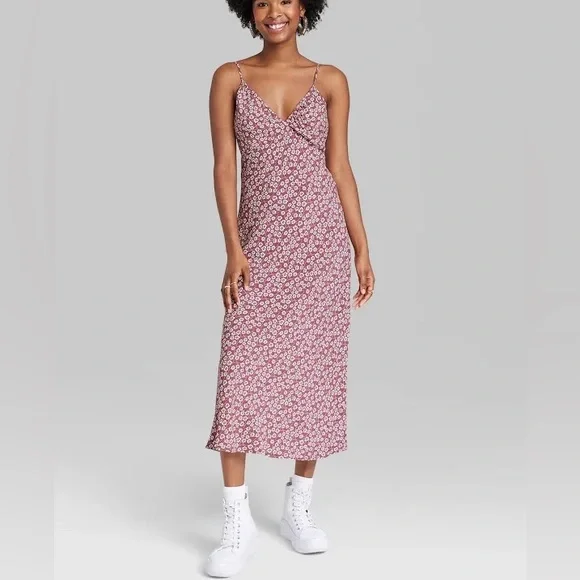 Wild Fable Floral Women's Tie Back Midi Dress - Picture 1 of 7